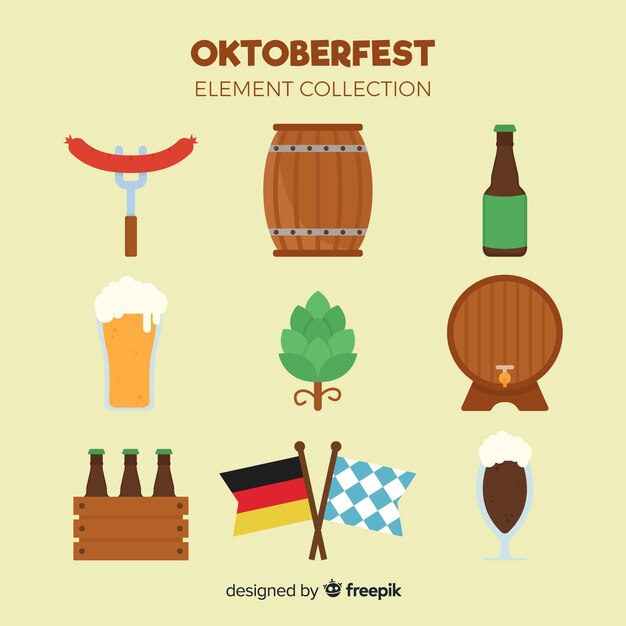 Colección de elementos de oktoberfest de diseño plano
