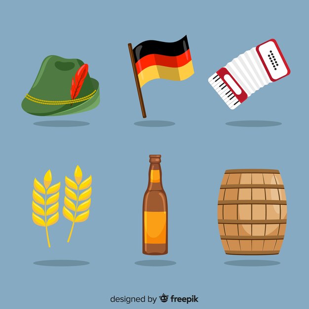 Colección de elementos de oktoberfest de diseño plano