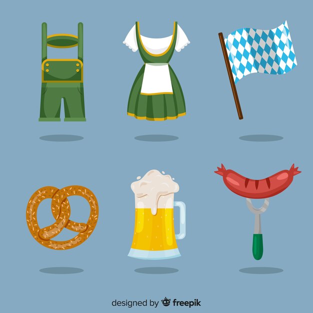 Colección de elementos de oktoberfest de diseño plano