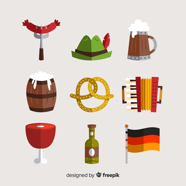 Colección de elementos de oktoberfest de diseño plano