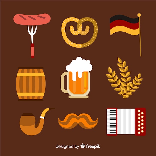 Colección de elementos de oktoberfest de diseño plano