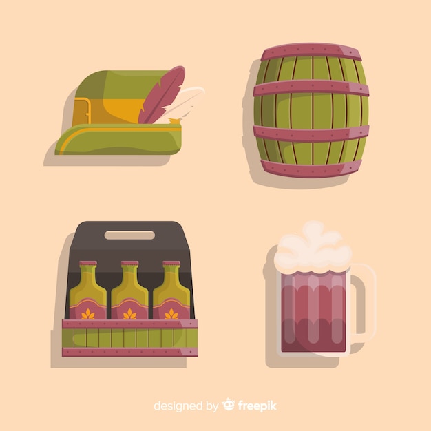 Vector gratuito colección de elementos de oktoberfest de diseño plano