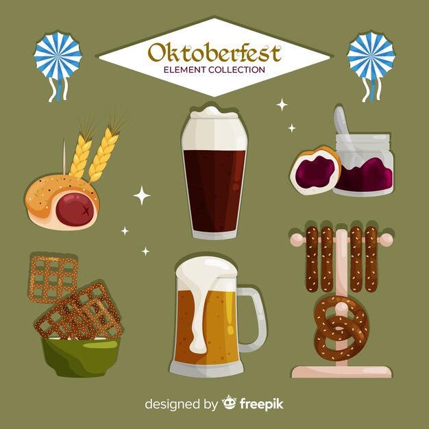 Colección de elementos de oktoberfest de diseño plano