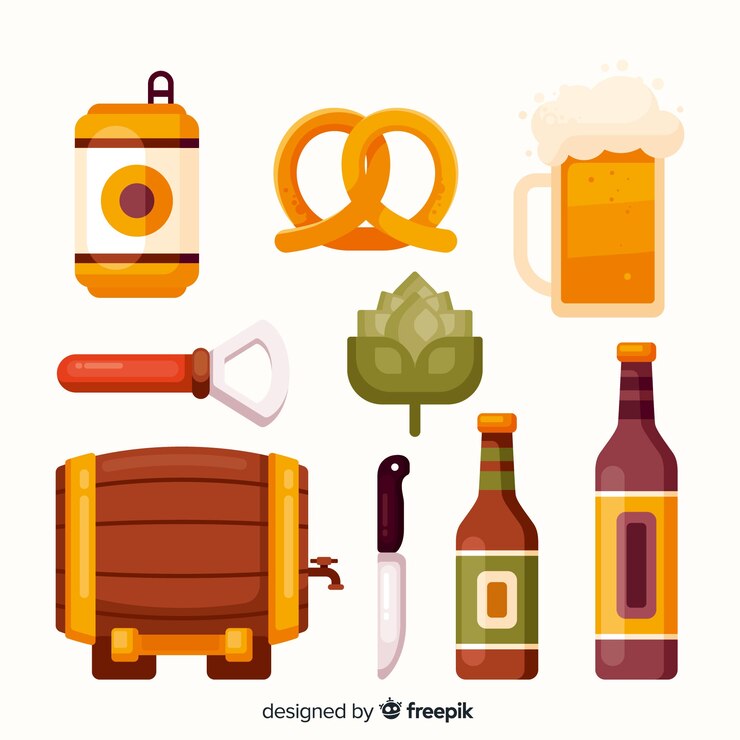 Vector gratuito colección de elementos de oktoberfest de diseño plano