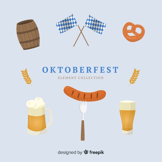 Colección de elementos de oktoberfest de diseño plano