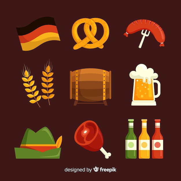 Vector gratuito colección de elementos de oktoberfest de diseño plano