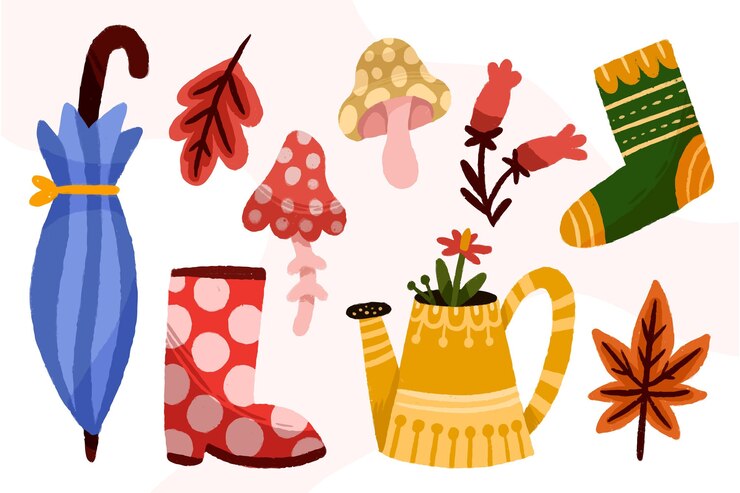 Vector gratuito colección elementos otoñales dibujados a mano