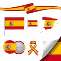 Vector gratuito colección de elementos de papelería con diseño de la bandera de españa