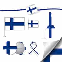 Vector gratuito colección de elementos de papelería con diseño de la bandera de finlandia