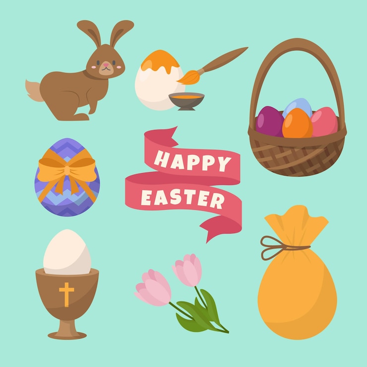Vector gratuito colección de elementos de pascua dibujados a mano