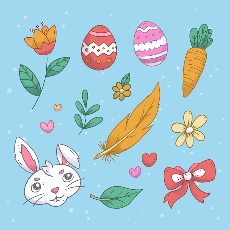 Vector gratuito colección de elementos de pascua dibujados a mano