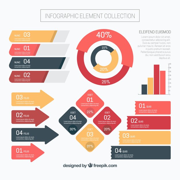 Colección de elementos de pasos infográficos