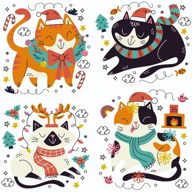Colección elementos pegatinas navideñas