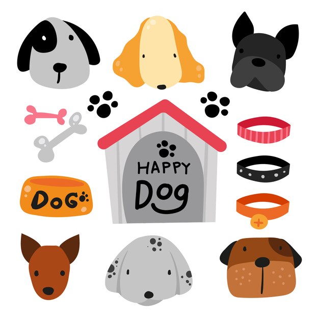 Colección de elementos de perros