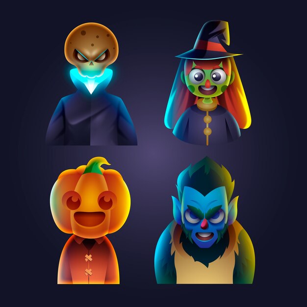 Colección de elementos de personajes de halloween