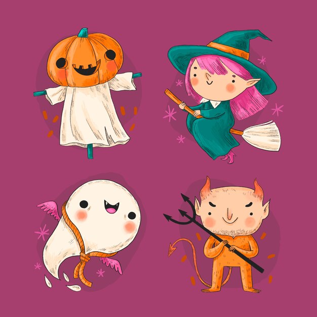 Colección de elementos de personajes de halloween