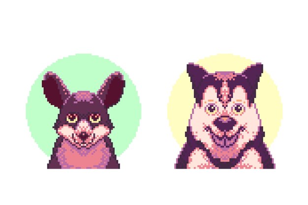 Colección de elementos de personajes de pixel art de diseño plano