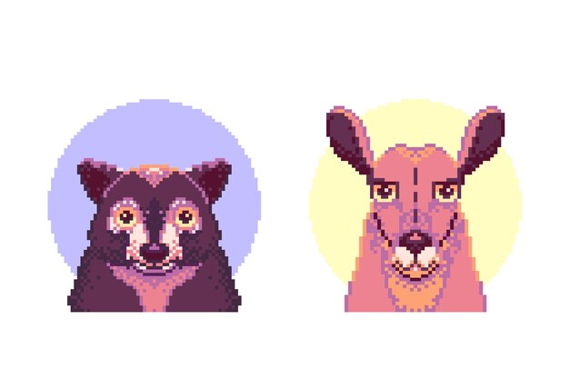 Colección de elementos de personajes de pixel art de diseño plano