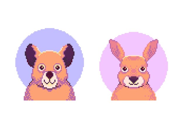 Colección de elementos de personajes de pixel art de diseño plano