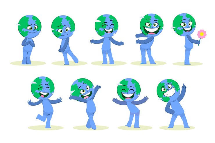 Vector gratuito colección de elementos de personajes planos para la celebración del día de la tierra