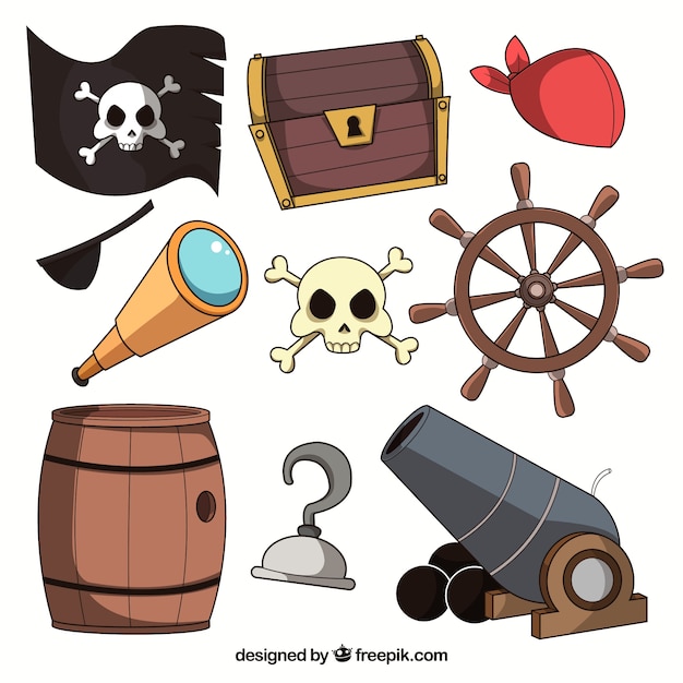 Vector gratuito colección de elementos de piratas