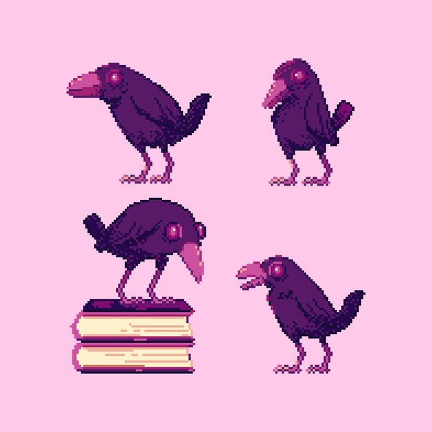Colección de elementos de pixel art de halloween
