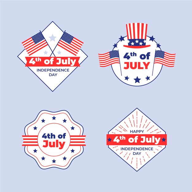 Colección de elementos planos del 4 de julio.