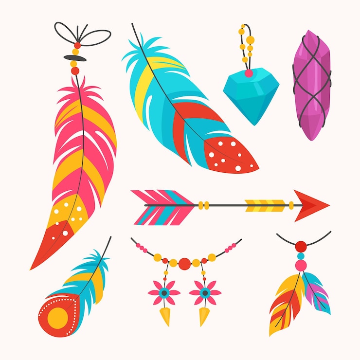 Vector gratuito colección de elementos planos boho