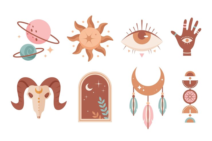 Vector gratuito colección de elementos planos boho