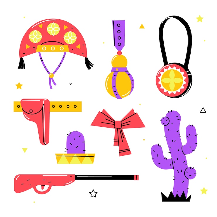 Vector gratuito colección de elementos planos de cangaceiro
