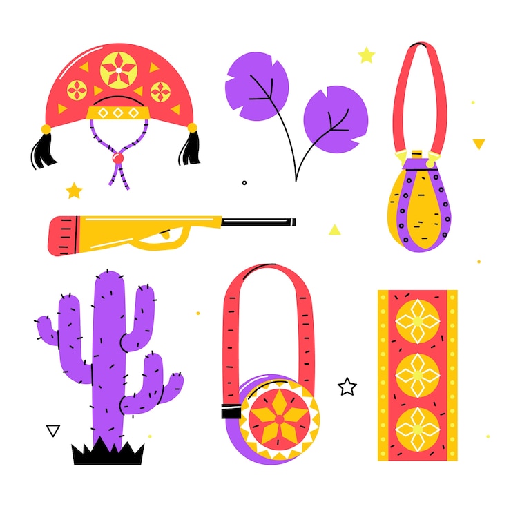Vector gratuito colección de elementos planos de cangaceiro
