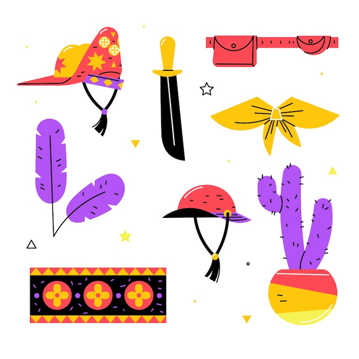 Vector gratuito colección de elementos planos de cangaceiro