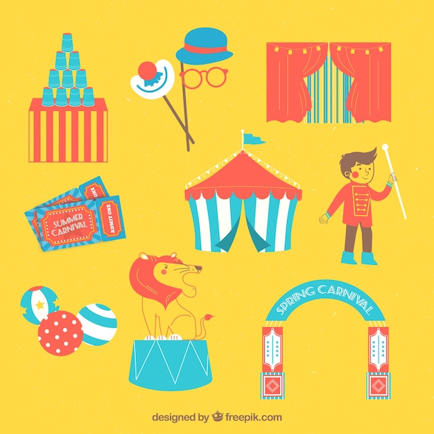 Colección de elementos planos de carnaval