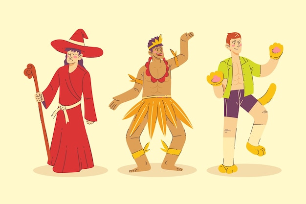 Colección de elementos planos para celebración de carnaval