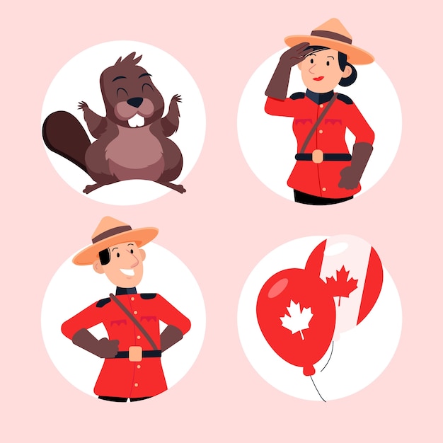 Vector gratuito colección de elementos planos para la celebración del día de canadá