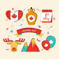 Vector gratuito colección de elementos planos para la celebración del día de canadá