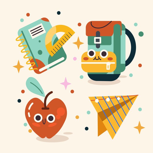 Colección de elementos planos para la celebración del día del conocimiento