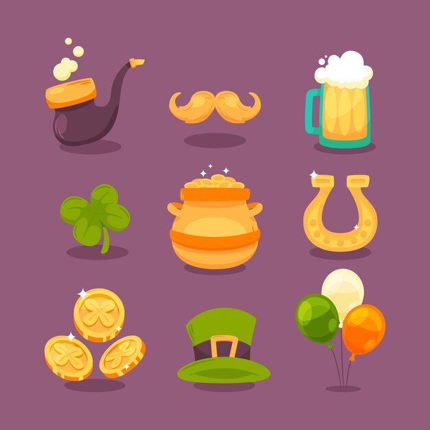 Colección de elementos planos para la celebración del día de san patricio