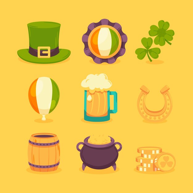 Colección de elementos planos para la celebración del día de san patricio