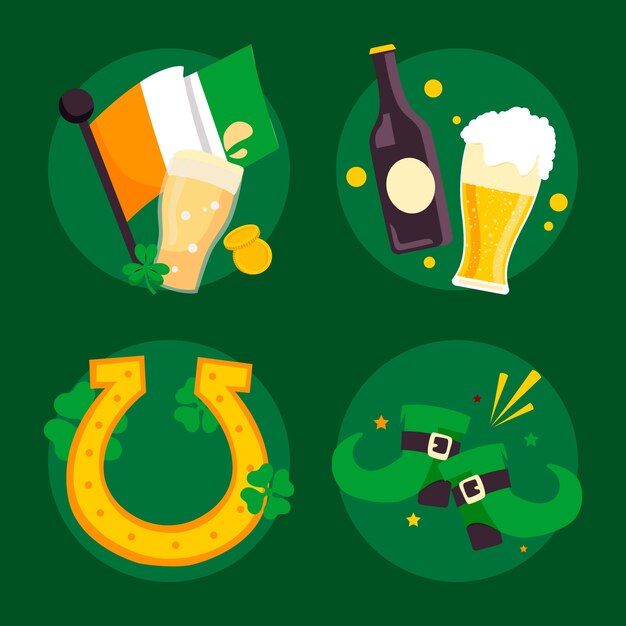 Vector gratuito colección de elementos planos para la celebración del día de san patricio