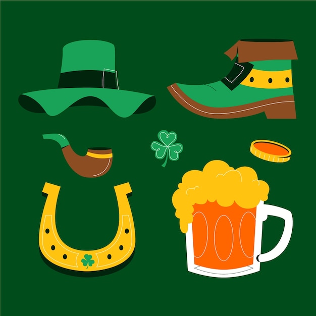 Vector gratuito colección de elementos planos para la celebración del día de san patricio