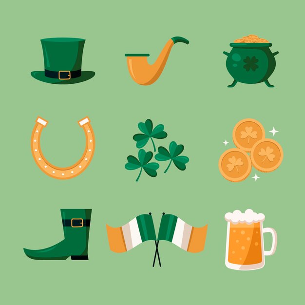 Colección de elementos planos para la celebración del día de san patricio