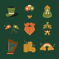 Vector gratuito colección de elementos planos para la celebración del día de san patricio