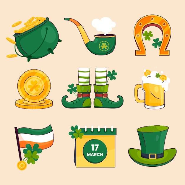 Colección de elementos planos para la celebración del día de san patricio