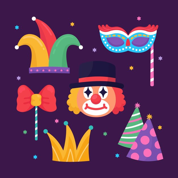 Colección de elementos planos para la celebración de la festividad de purim