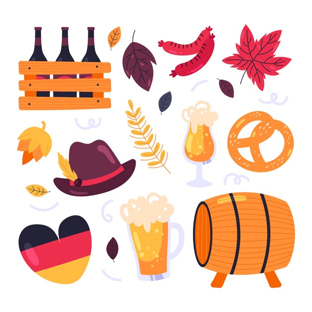 Colección de elementos planos para la celebración del oktoberfest