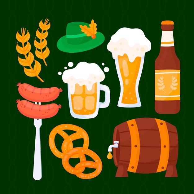 Colección de elementos planos para la celebración del oktoberfest