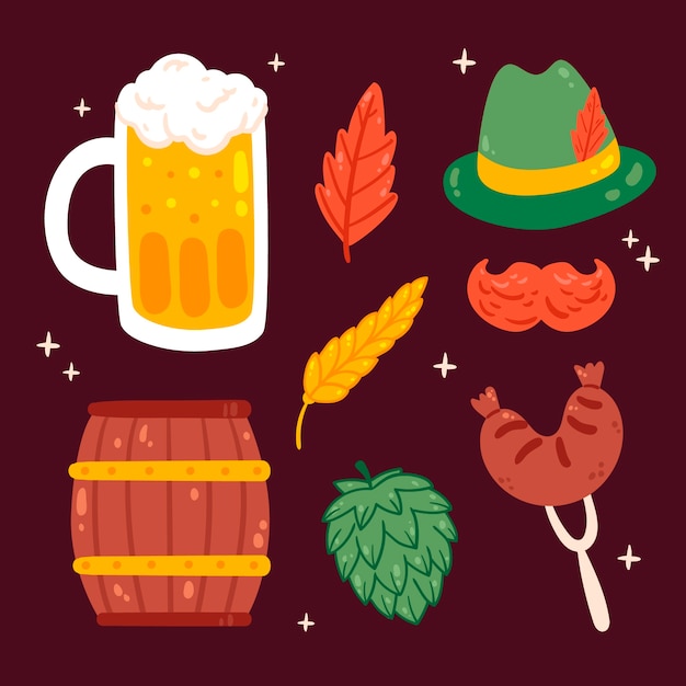 Colección de elementos planos para la celebración del oktoberfest