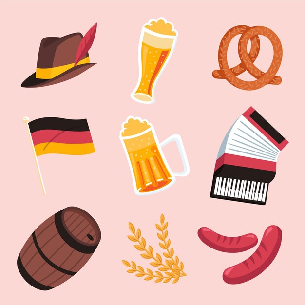 Colección de elementos planos para la celebración del oktoberfest