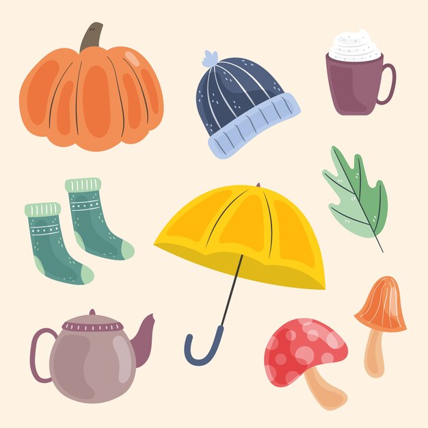 Colección de elementos planos de celebración de otoño
